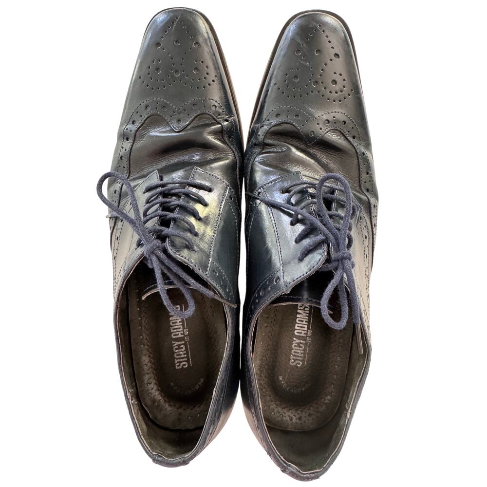 Stacy Adams Tinsley Wingtip Oxford Dress Shoes Mens 11 M Blue Leather Lace Up